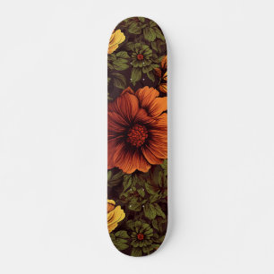 Roest kleur  bloemenprint persoonlijk skateboard