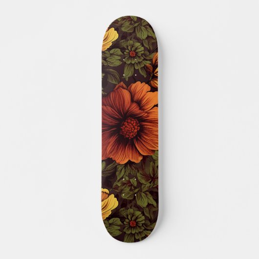 Roest kleur  bloemenprint persoonlijk skateboard (Voorkant)
