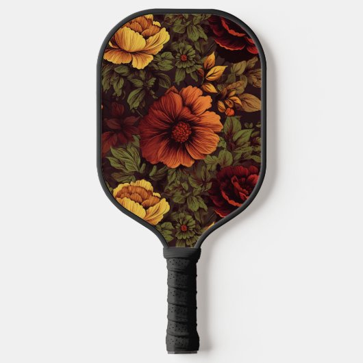 Roest kleur bloemenprint pickleball paddle (Voorkant)