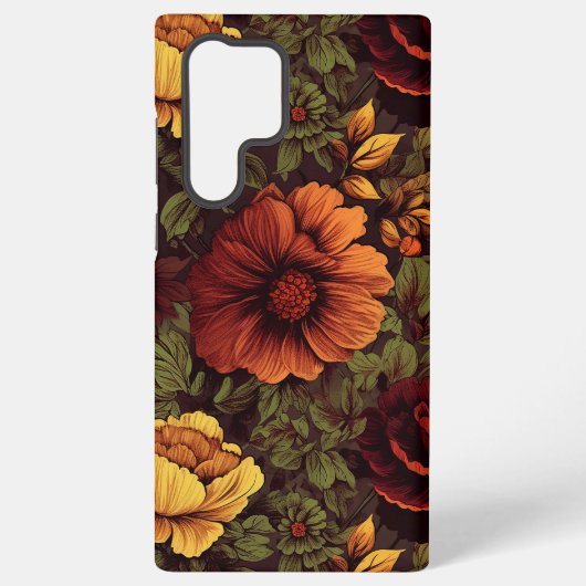 Roest kleur  bloemenprint samsung galaxy hoesje (Achterkant)