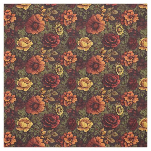 Roest kleur bloemenprint stof (Swatch)
