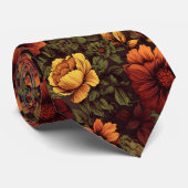 Roest kleur bloemenprint stropdas (Opgerold)