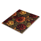 Roest kleur  bloemenprint tegeltje (Zijkant)