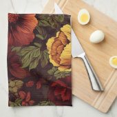 Roest kleur bloemenprint theedoek (Quarter Fold)