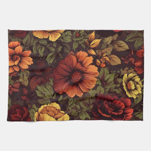 Roest kleur bloemenprint theedoek (Horizontaal)