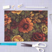 Roest kleur  bloemenprint tissuepapier (Craft)