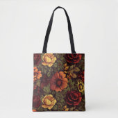 Roest kleur bloemenprint tote bag (Voorkant)