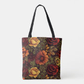 Roest kleur bloemenprint tote bag (Achterkant)