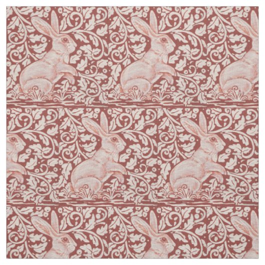 Roest kleur konijn & bladeren designer stof (Swatch)