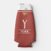 Roest Kleur Nautisch Monogram Fleskoeler Flesjeskoeler (Voorkant)