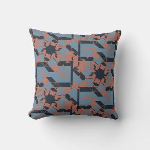 Roest Leisteen Blauw Marine Gebroken Mozaïek Kussen