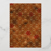 Roest Marokkaans Patroon Sikh Boog Trouwgoud Folie Uitnodiging (Achterkant)
