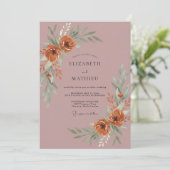 Roest Mauve Ranunculus Eucalyptus Bruiloft Kaart (Staand voorkant)