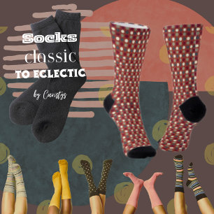 Roest met Blauwgroen, Cream, Bruine Stippen Crew S Sokken