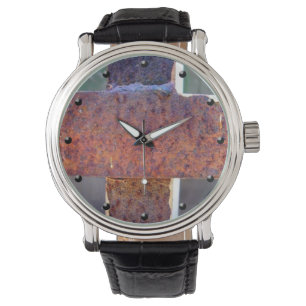 Roest metalen cross grunge ongewoon polshorloge horloge