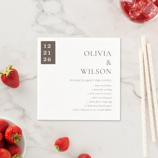 Roest Minimale Moderne Bruiloft Leuke Feiten Papie Servet (Insitu)