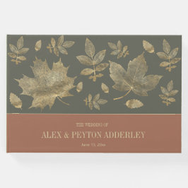 Roest Mos Groen Goud Herfstbladeren Trouwen Gastenboek