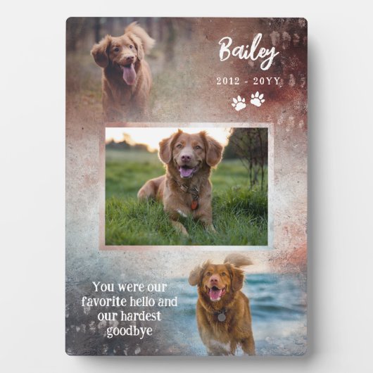 Roest & Navy Poot Favoriete Hallo Hond Herdenking Fotoplaat (voorkant)