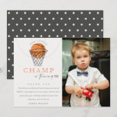 Roest Onze Kleine Kampioen Basketbal Foto Verjaard Bedankkaart (Voorkant / Achterkant)