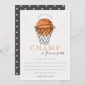 Roest Onze Kleine Kampioen Basketbal Verjaardag El Bedankkaart (Voorkant / Achterkant)