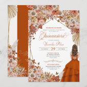 Roest Oranje Bladeren Herfst Quinceanera  Kaart (Voorkant / Achterkant)