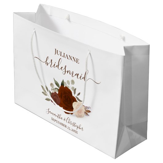 Roest Oranje Boho Rozen Bruidsmeisje Groot Cadeauzakje (Achterkant Gekanteld)