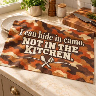 Roest Oranje Camo Grappige Keuken Spreuk Theedoek