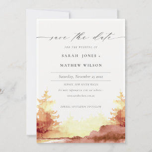 Roest Oranje Geel Aquarel Herfst Bomen Save The Date