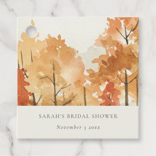Roest Oranje Geel Herfst Bruiloft Bedankjes Labels (Voorkant)