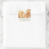 Roest Oranje Geel Herfst Bruiloft Vierkante Sticker (Tas)