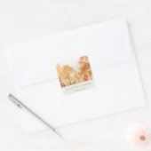 Roest Oranje Geel Herfst Bruiloft Vierkante Sticker (Envelop)