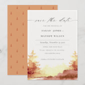 Roest Oranje Geel Waterverf Herfst Herfst Bomen  Save The Date (Voorkant / Achterkant)