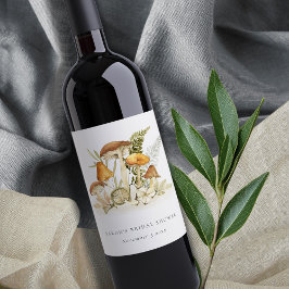 Roest Oranje Paddenstoel Varens Blad Bruiloft Fees Wijn Etiket