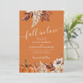 Roest oranje QR-code Fall in Love botanische bruil Kaart (Staand voorkant)