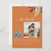 Roest oranje QR-code Fall in Love botanische bruil Kaart (Achterkant)
