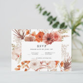 Roest Oranje Terracotta Bloemige Trouw RSVP Informatiekaartje (Staand voorkant)