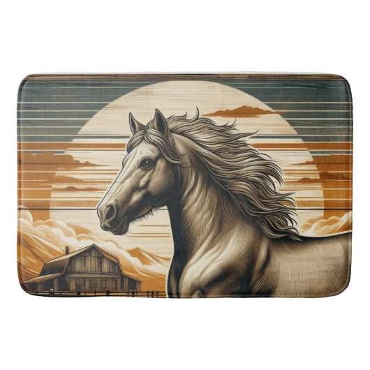 Roest/ paard/western badmat (Voorkant)