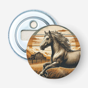 Roest/ paard/western button flesopener