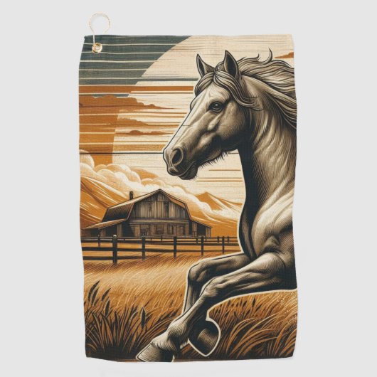 Roest/ paard/western golfhanddoek (Voorkant)