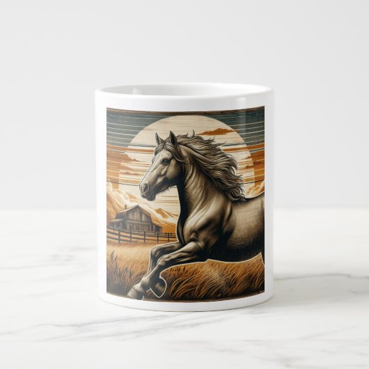 Roest/ paard/western grote koffiekop (Voorkant)