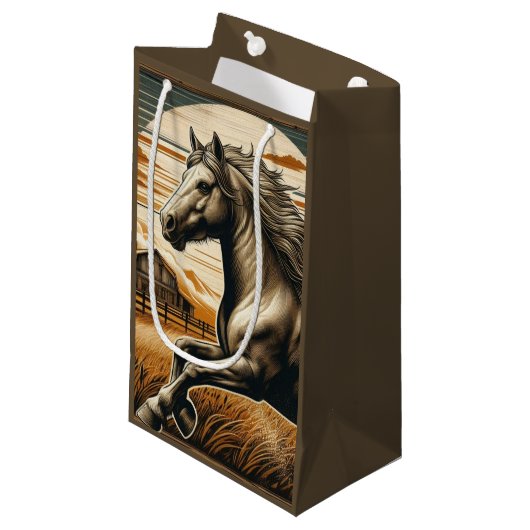 Roest/ paard/western klein cadeauzakje (Voorkant Gekanteld)