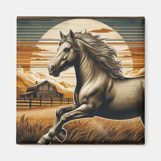 Roest/ paard/western magneet (Voorkant)