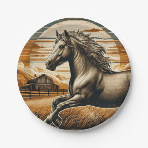 Roest/ paard/western papieren bordje