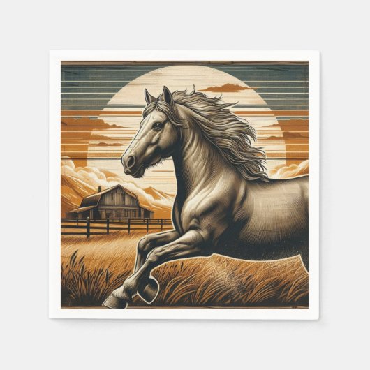 Roest/ paard/western servet (Voorkant)