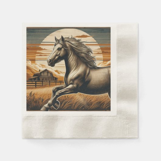 Roest/ paard/western servet (Voorkant)