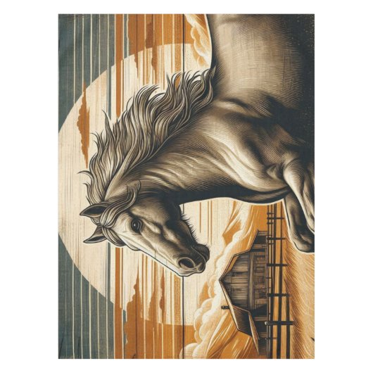 Roest/ paard/western tafelkleed (Voorkant)