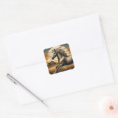 Roest/ paard/western vierkante sticker (Envelop)
