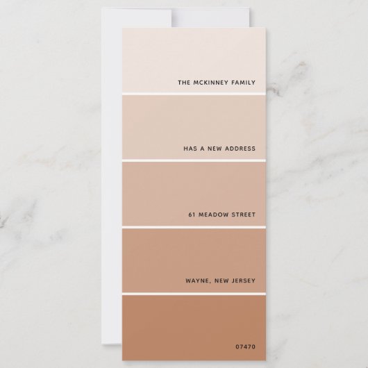 Roest Paint Swatch Nieuwe adresaankondiging Kaart (Voorkant)