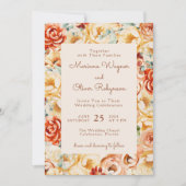 Roest Perzik Beige Romantische Bloemen Huwelijk Kaart (Voorkant)