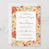 Roest Perzik Beige Wit Romantische Bloemen Huwelij Kaart (Voorkant)
